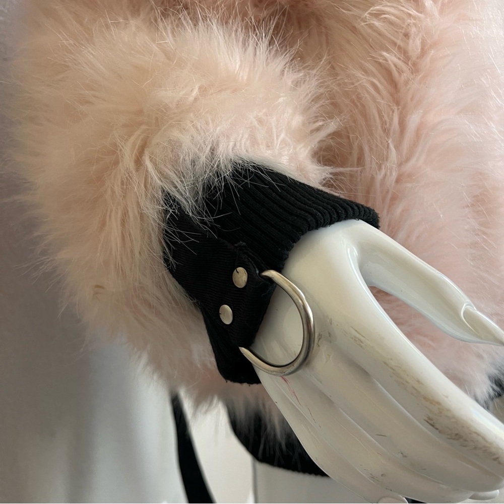 Current Mood Dolls Kill Women's Pink Faux Fur Harness Jacket - Picture 7 of 12
